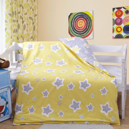 Miniatura 2 de MEJU Funda de edredón 100% algodón estrella amarillo, 43 x 59 pulgadas + funda de almohada de 13 x 19 pulgadas, juego de ropa de cama con cierre