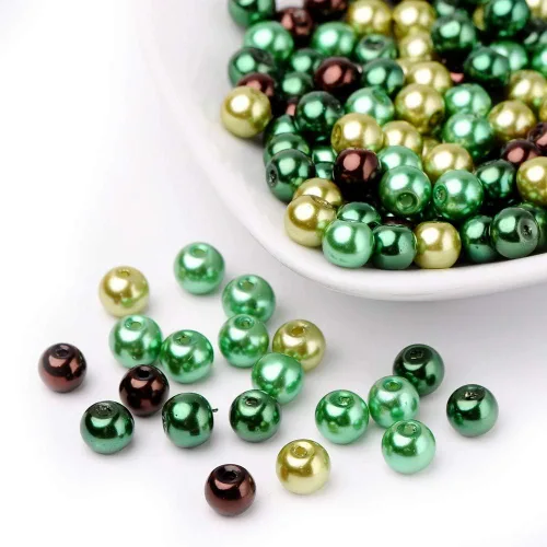 Miniatura 21 de Pandahall - 400 cuentas de perlas de vidrio perlado brillante de 0.157 pulgadas (0.157 in), cuentas espaciadoras sueltas de vidrio de color mixto