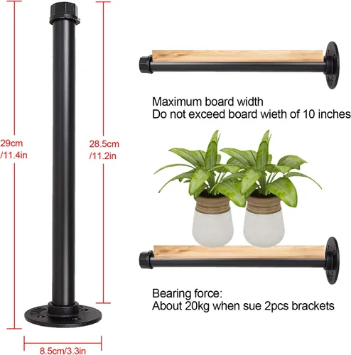 Miniatura 4 de Acrux7 Paquete de 6 percheros de 10 pulgadas para montaje en la pared, barra de ropa industrial de tubería industrial, colgador de metal rústico