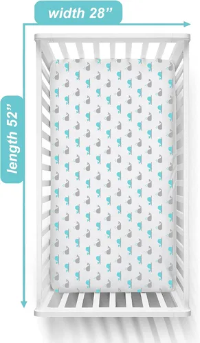 Miniatura 2 de American Baby Company - Paquete de cuna para bebé: cubre colchón protector, sábana a la medida y manta térmica., paquete de de 1, Ballenas turquesa