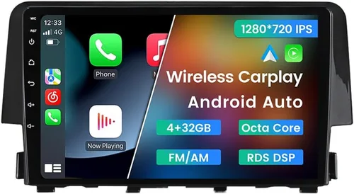 Miniatura 16 de Radio estéreo Android para Honda Civic 2016 2017 2018 2019 2020 2021, 8 núcleos inalámbricos con cable para Car-Play Android Auto GPS Navegación