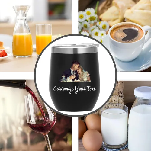 Miniatura 4 de Vasos de vino personalizados con nombres y fotos con tapa para mujeres, juego de vasos de vino aislados personalizados de acero inoxidable, regalos