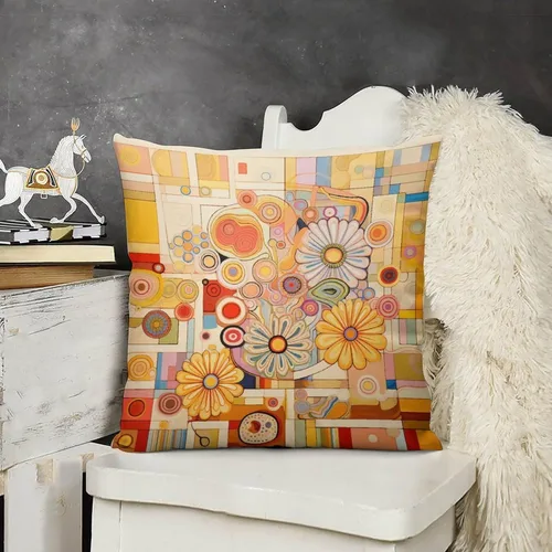 Funda de almohada de 12 x 12 pulgadas con cuadros coloridos y flores, cuadradas, suaves, con estampado de doble cara, fundas de almohada decorativas