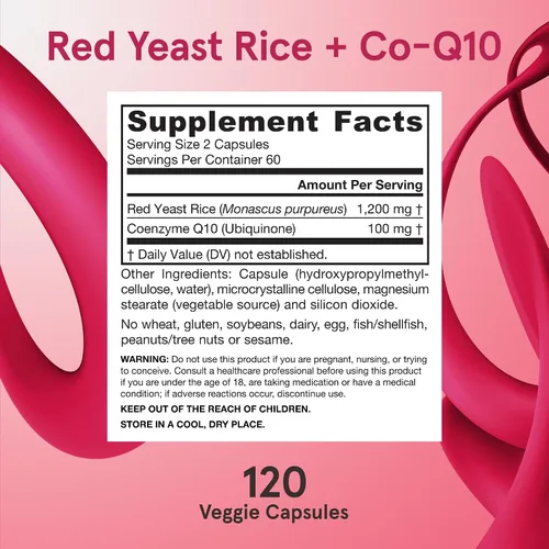 Miniatura 7 de Jarrow Formulas Arroz de Levadura Roja 1200 mg y CoQ10 100 mg por Porción - 120 Cápsulas Vegetales, 60 Porciones - Suplemento Dietético Herbal