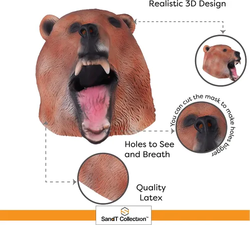 Miniatura 4 de SandT Collection Máscara de látex de cabeza de animal para disfraz de Halloween, fiesta de disfraces de cosplay