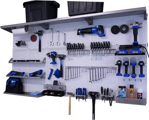 Miniatura 5 de OmniWall Weekend Warrior XL - Sistema de organización de pared de metal (negro/azul)