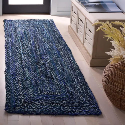 Miniatura 34 de SAFAVIEH Braided Collection - Alfombra de pasillo, 2 pies 3 pulgadas x 8 pies, color negro y azul, hecho a mano, reversible, ideal para dormitorio