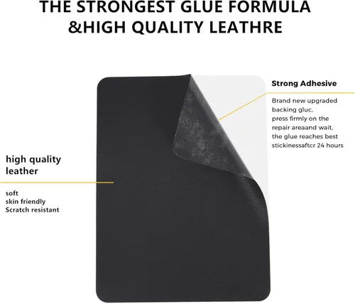 Miniatura 7 de JDLUGH Cinta de parche de reparación de cuero para sofá, 8.2 x 11 pulgadas, 2 piezas autoadhesivas para sofá, asiento de automóvil, silla de Marrón
