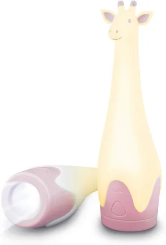 Zazu Kids Luz nocturna antorcha linterna jirafa juguete - Niños LED inalámbrico rosa lámpara, luz de noche, múltiples opciones de color, apagado