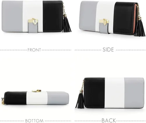Miniatura 2 de Billeteras para mujer con múltiples ranuras para tarjetas y espacioso compartimento, Casual, L, Negro