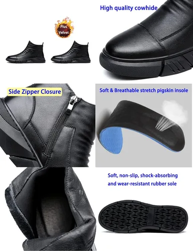 Miniatura 9 de Keilinia Botas de cuero casuales de alta calidad italianas negras para hombre, botines antideslizantes que absorben los golpes para otoño 2022