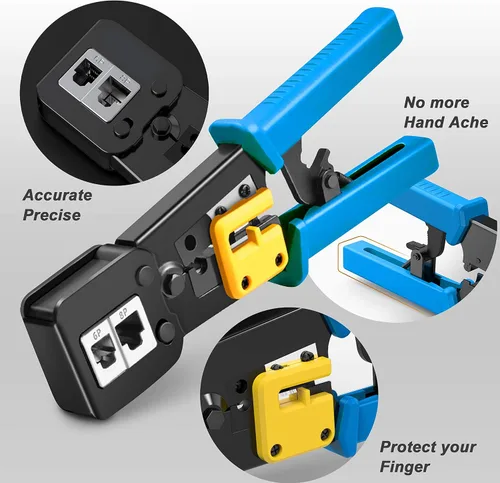 Miniatura 3 de Herramienta de crimpado de paso, herramienta de crimpado Yangoutool RJ45 y crimpadora de paso para conector RJ45/RJ12 de paso regular y final