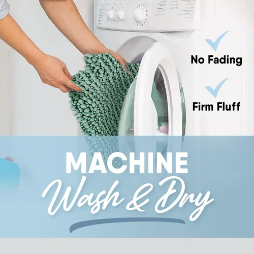 Miniatura 5 de MICRODRY Tapete de baño de espuma viscoelástica de felpilla con fideos altos y bajos, extragrueso, hiperabsorbente, ultra afelpado, antibolitas