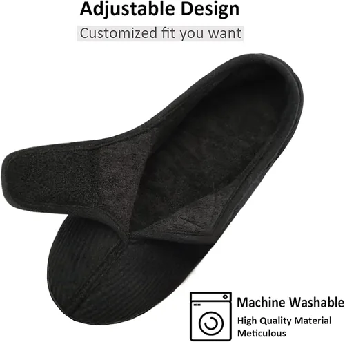 Miniatura 3 de Git-up Pantuflas diabéticas para hombre, artritis, edema, cierre ajustable, puntera hinchada, pies hinchados, pantuflas de espuma viscoelástica