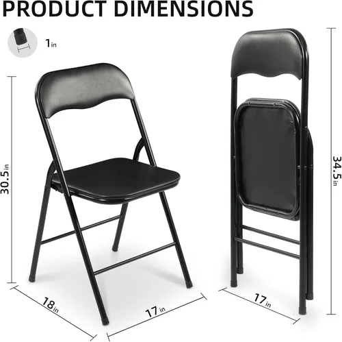 Miniatura 3 de Elevon Paquete de 2 sillas plegables, sillas acolchadas de vinilo con marco de metal resistente para el hogar y la oficina, para eventos