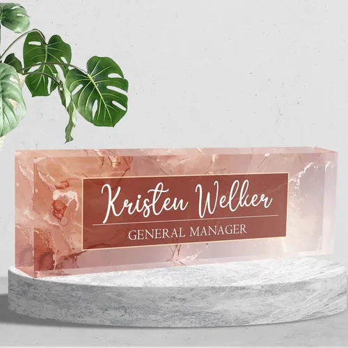 Miniatura 18 de Placa de nombre de escritorio personalizada, placa de nombre de acrílico de margarita africana de alta calidad, placa de nombre personalizada