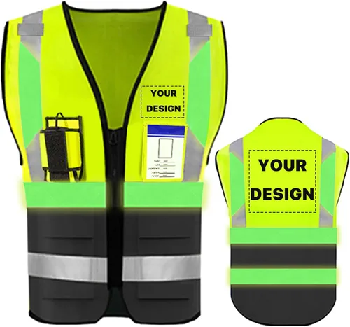 Chaleco de seguridad de alta visibilidad reflectante con bolsillos y cremallera personalizado su logotipo ropa de trabajo de seguridad Luminoso