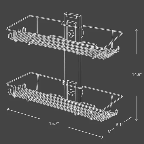 Miniatura 6 de BATHBEYOND Estante de ducha con ventosa – Estante de ducha ajustable de acero inoxidable 400 sin perforación y adhesivo extra para una succión más