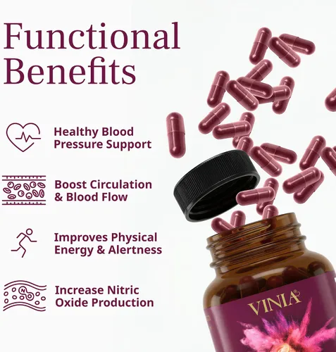 Miniatura 2 de VINIA Cápsulas de suplemento de resveratrol Piceid. Aumenta el flujo sanguíneo y el óxido nítrico. Presión arterial y apoyo a la salud cardíaca