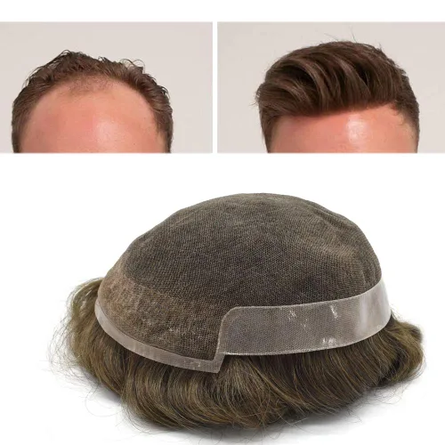 Miniatura 8 de Sistema de cabello humano tipo tupé para hombre, encaje suizo para hombres, piezas de cabello para hombres, extensiones de pelo para hombre