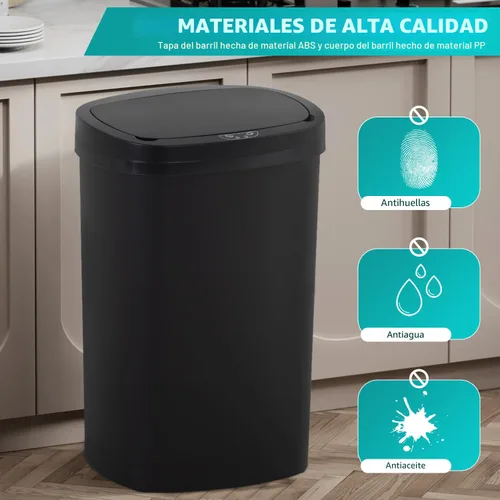 Miniatura 4 de PayLessHere Bote de basura de plástico de 13 galones Negro Tapa automática sin contacto con sensor de movimiento Bote de basura de cocina