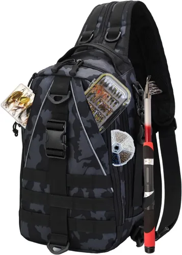 Miniatura 5 de Mochila ligera para aparejos de pesca, resistente al agua, soporte para caña de pescar todo en uno y almacenamiento