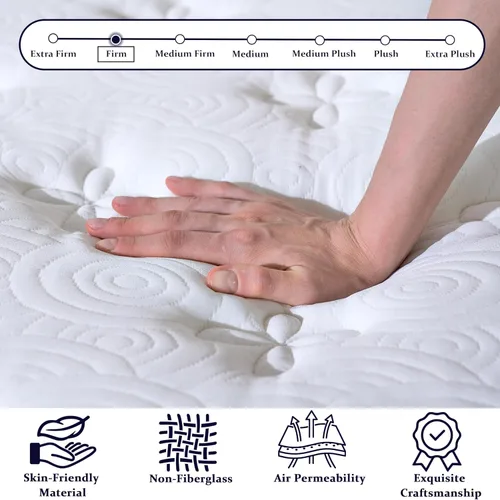 Miniatura 4 de Onlylucky Colchón firme King de 12 pulgadas, colchón de lujo tamaño King en una caja con espuma viscoelástica de gel y resortes individuales