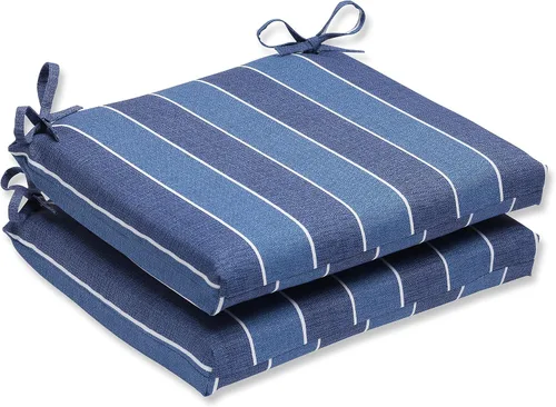 Miniatura 8 de Pillow Perfect Cojín cuadrado para asiento de silla esquinera para interiores y exteriores con lazos, relleno de fibra de felpa, resistente a