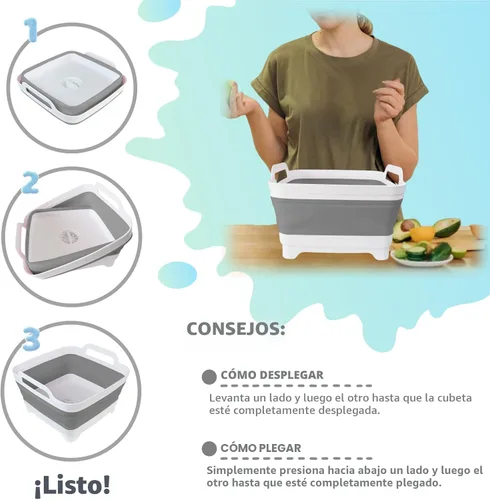 Miniatura 4 de GIMWA Lavabo plegable para biberones, contenedor portátil de 2.4 galones para fregadero de campamento de caravana, tina de cocina que ahorra espacio