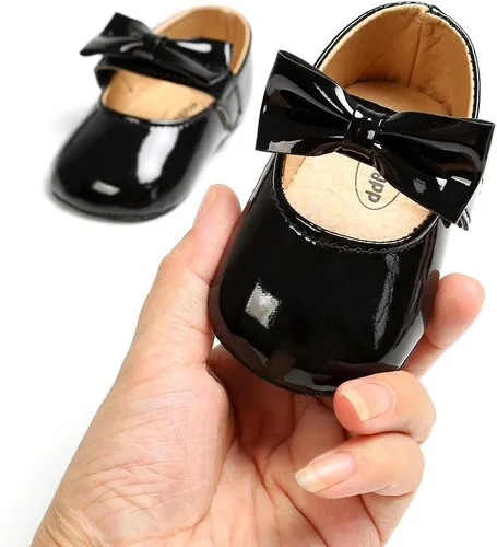 Miniatura 6 de myppgg Zapatos planos Mary Jane para bebé niña, con lazo brillante, vestido de princesa, zapatos de cuna antideslizantes para niños pequeños que
