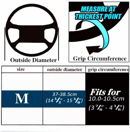Miniatura 5 de BMLEI Funda de volante de cuero genuino superior con diseño antideslizante, acolchado suave, universal de 15 pulgadas para automóvil, con costura