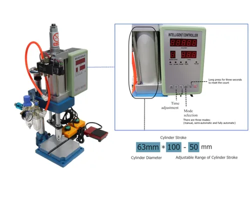 Miniatura 4 de Máquina de prensa neumática con controlador de pantalla, presión neumática de carrera de cilindro ajustable para máquina de prensa de perforación