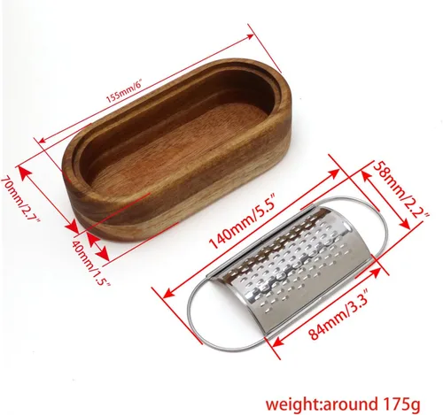 Miniatura 3 de Rallador de queso de acero inoxidable con contenedor de madera Rallador de mano Mini trituradora Zester Box Ralladores para cocina