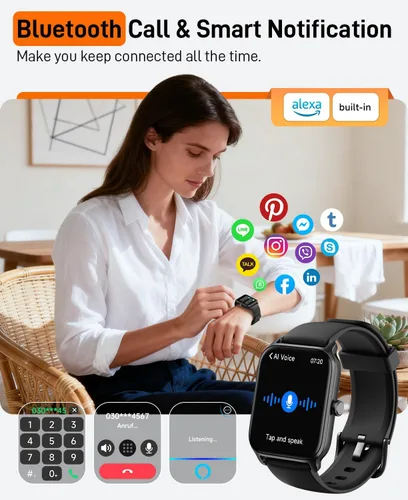 Miniatura 2 de Relojes inteligentes para mujeres y hombres, 2025 reloj inteligente de 1.85" Alexa, rastreador de fitness compatible con Smart Watch para Android