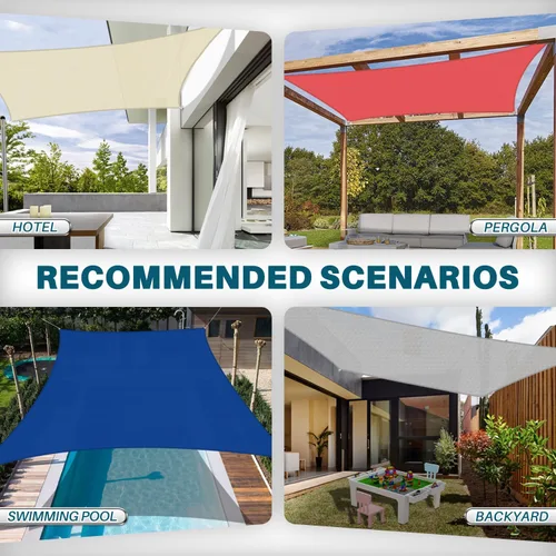 Miniatura 6 de COARBOR - Toldo parasol rectangular de 8 x 8 pies / 2.43 x 2.43 metros, para exteriores, resistente, color beige, para patio, jardín, terraza, playa