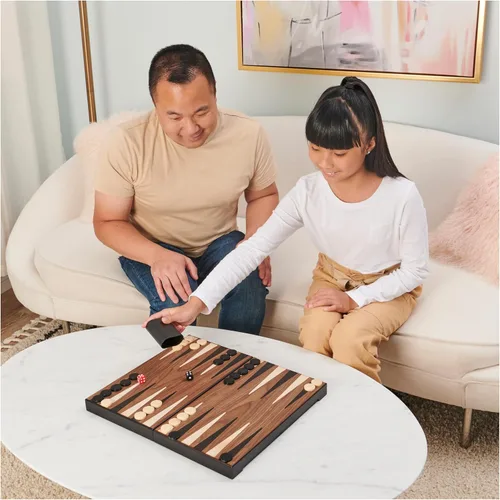 Miniatura 4 de Spin Master Games Legacy Deluxe Backgammon - Juego de mesa clásico de madera para 2 jugadores con tazas y dados, para niños y adultos de 8 años