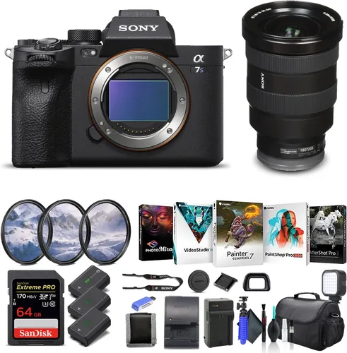 Sony Cuerpo de cámara digital sin espejo Alpha a7S III solo ILCE7SM3/B, lente Sony FE de 0.630-1.378 in, tarjeta de memoria de 64GB, 2 baterías