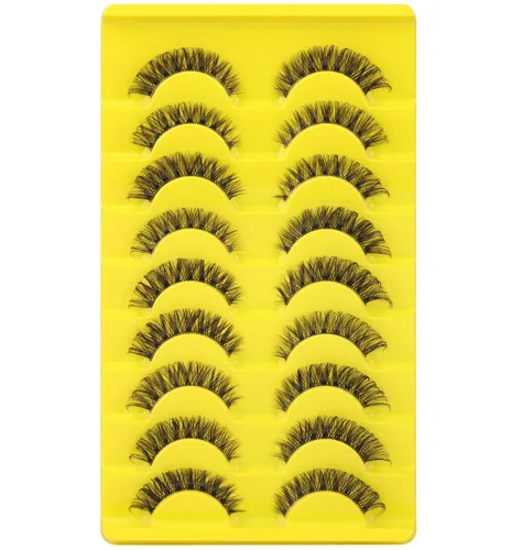 Miniatura 6 de Pestañas postizas naturales rusas en tira, pestañas finas de ojo de gato, pestañas de visón, pestañas falsas 3D, curvatura D, pestañas falsas