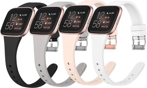Tobfit Correas de reloj deportivas delgadas, compatibles con Fitbit Versa 2 para mujeres y hombres, correas de silicona de repuesto, paquete de 3