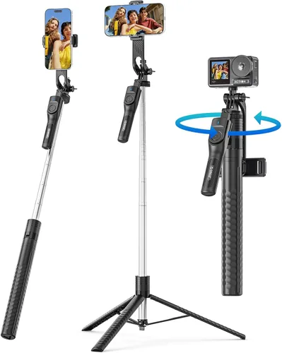 Miniatura 10 de ORICO Trípode portátil de aluminio para selfies, mini trípode de 26 pulgadas para iPhone, soporte extensible con control remoto inalámbrico