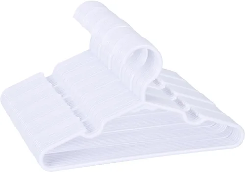 Miniatura 18 de Paquete de 60 perchas blancas para niños de 11.6 pulgadas, perchas para ropa de bebé para niños pequeños y niños, perchas de plástico duradero