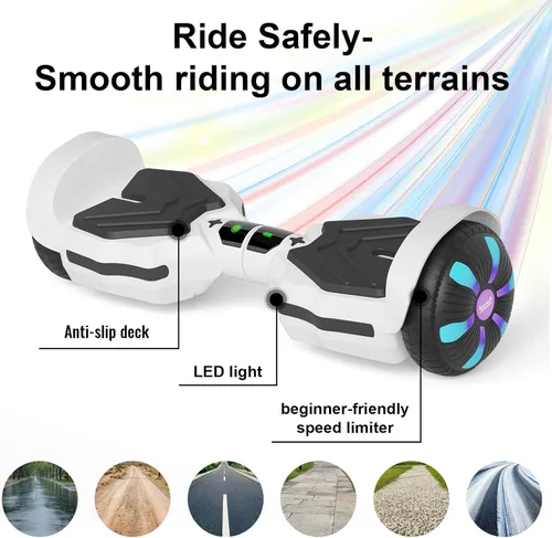 Miniatura 5 de Scooter, luces LED Bluetooth y Corlorful, potencia de rango de 7.5 mph y millas por motor dual de 250 W, regalos para niños y adultos, niñas y niños