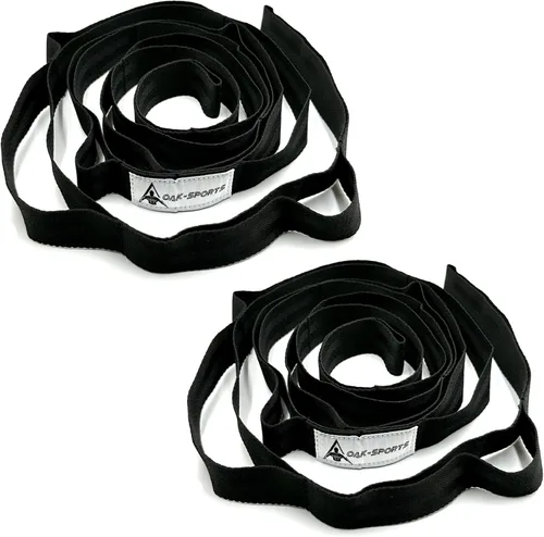 Miniatura 10 de Correa de estiramiento con bucles para yoga, correa de estiramiento para terapia física, correa de ejercicio no elástica para pilates, danza y Negro