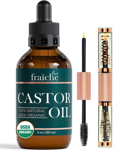 Miniatura 11 de Live Fraiche Suero de pestañas de aceite de ricino orgánico para el crecimiento del cabello, suero de crecimiento de pestañas de cejas 100% puro