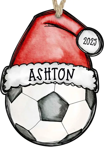 Adorno de fútbol 2025 Decoración de Navidad personalizada con nombre y número personalizados Regalo deportivo para jugadores, entrenadores y equipos