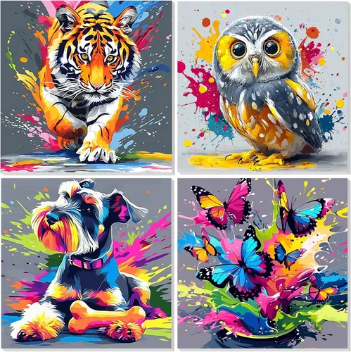 Miniatura 18 de EOBROMD Mrine Life - Paquete de 4 kits de pintura enmarcada por números para niños, kits de bricolaje para niños de 4 a 8 a 12 años, pintura sobre