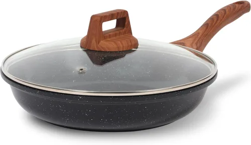 ESLITE LIFE Sartén antiadherente de cerámica con tapa, no tóxica para tortilla de huevo, sartenes de cocina compatibles con todas las estufas (gas,