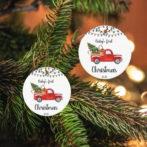 Miniatura 6 de Adorno de Navidad para bebé 2026, adorno de mi primera Navidad 2026, adornos de primera Navidad para bebés, 2.9 pulgadas de cerámica para colgar