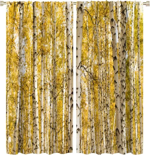 Miniatura 89 de Cortina opaca de bosque de verano, diseño de ramas de bosque, con bolsillo para barra, cortinas farbic con bolsillo para barra, comedor, cafetería