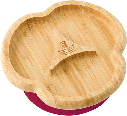 Miniatura 9 de bamboo bamboo Plato para bebés y niños pequeños para alimentación y destete, divisor de bambú con ventosa segura para bebés a partir de 6 meses Azul